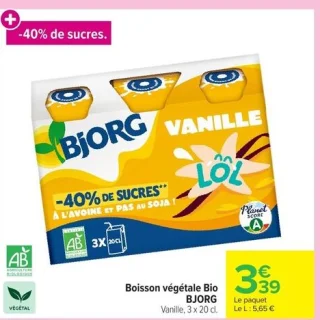 Boisson végétale Bio BJORG Vanille