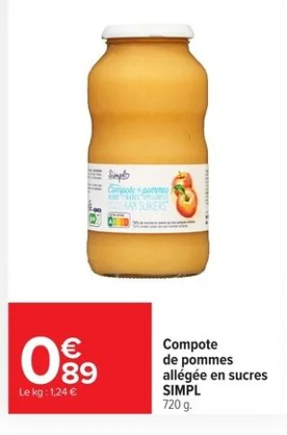 Compote de pommes allégée en sucres SIMPL
