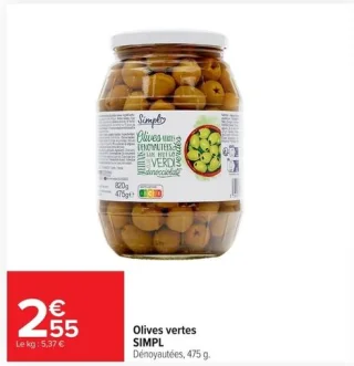 Olives vertes dénoyautées SIMPL