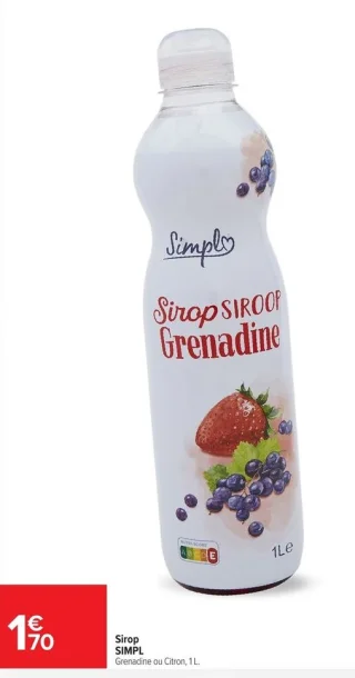 Sirop SIMPL Grenadine ou Citron