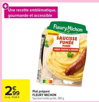 Plat préparé Saucisse fumée purée FLEURY MICHON