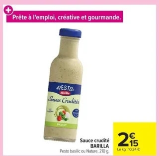 Sauce crudité Pesto basilic ou Nature BARILLA