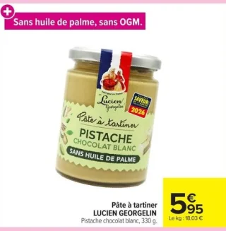 Pâte à tartiner Pistache chocolat blanc LUCIEN GEORGELIN