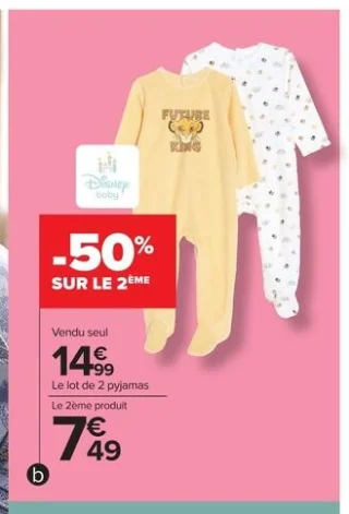 Lot de 2 pyjamas Disney baby