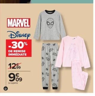 Pyjama enfant Marvel ou Disney