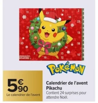 Pokémon Calendrier de l'avent Pikachu