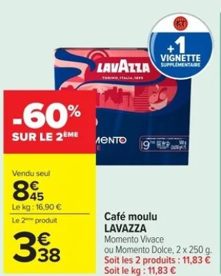 Café moulu LAVAZZA Momento Vivace ou Momento Dolce