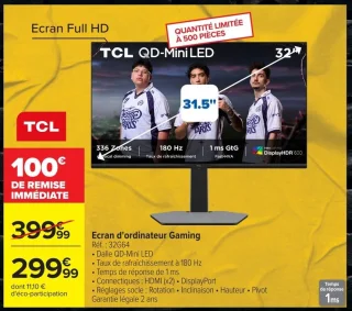 Écran d'ordinateur Gaming TCL 32G64 QD-Mini LED 31.5"