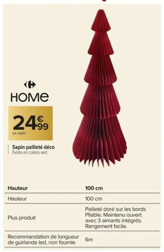 Sapin pailleté déco Carrefour Home