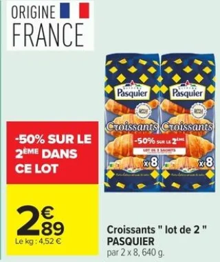 Croissants "lot de 2" PASQUIER, 640 g