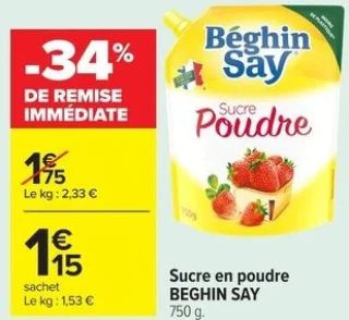 Sucre en poudre BEGHIN SAY, 750 g