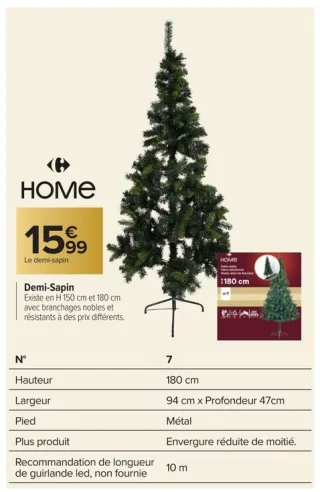 Demi-Sapin Carrefour HOME 180 cm