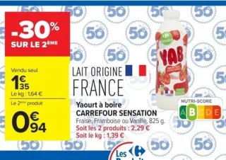 Yaourt à boire Carrefour Sensation