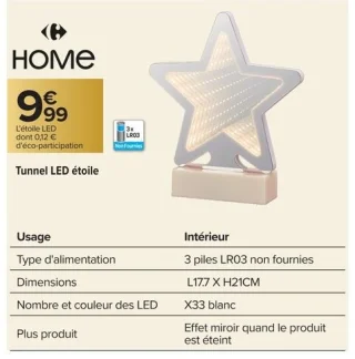 Tunnel LED étoile Carrefour HOME