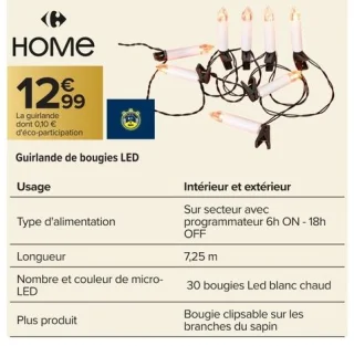 Guirlande de bougies LED Carrefour HOME