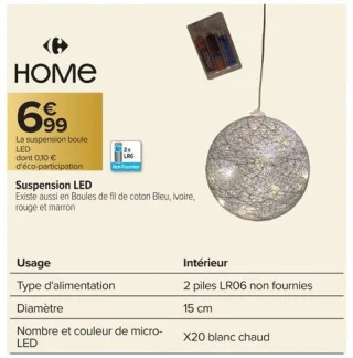 Suspension LED Carrefour HOME