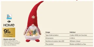 Gnome animé LED Carrefour HOME