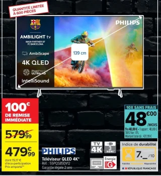 Téléviseur QLED 4K Philips 55PQS8501/12 139 cm
