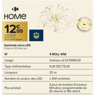 Guirlande micro-LED Carrefour Home