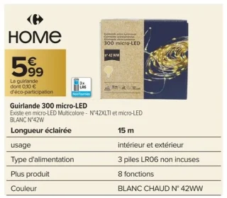 Guirlande 300 micro-LED Carrefour Home