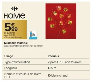 Guirlande fantaisie Carrefour Home