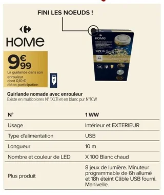 Guirlande nomade avec enrouleur Carrefour Home