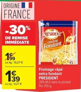 Fromage râpé extra fondant PRÉSIDENT