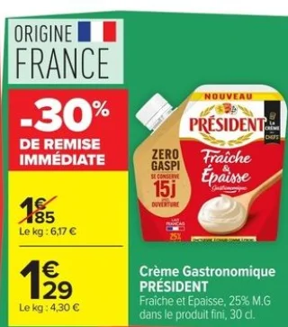 Crème Gastronomique PRÉSIDENT Fraîche et Épaisse