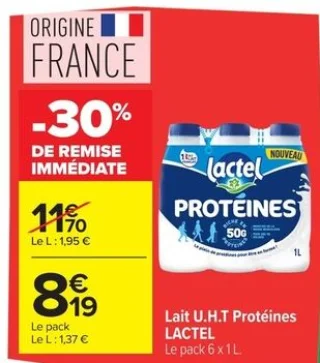 Lait U.H.T Protéines LACTEL