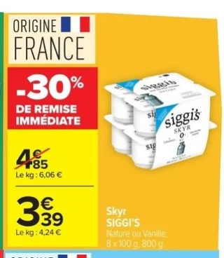 Skyr SIGGI'S Nature ou Vanille