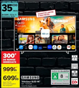 Téléviseur QLED 4K Samsung TQ75Q6F 189 cm