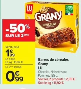 Barres de céréales Grany LU