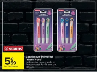 3 surligneurs Swing cool "charm K-pop" STABILO