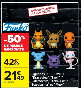 Figurines POP! JUMBO "Dracaufeu", "Evoli", "Salamèche", "Lokhlass", "Ectoplasma" et "Mew" Funko
