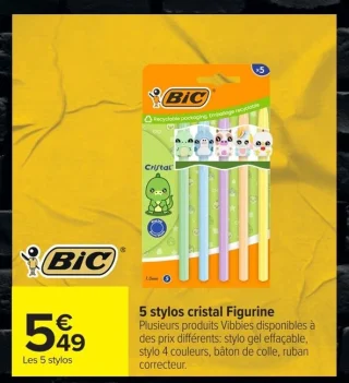 5 stylos cristal Figurine BIC