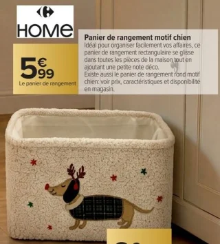 Panier de rangement motif chien Carrefour HOME