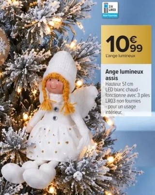 Ange lumineux assis Carrefour HOME