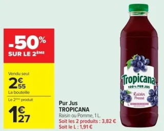 Pur Jus TROPICANA Raisin ou Pomme