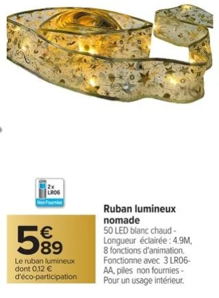 Ruban lumineux nomade Carrefour HOME
