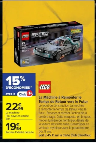 LEGO Speed Champions La Machine à Remonter le Temps de Retour vers le Futur 77256