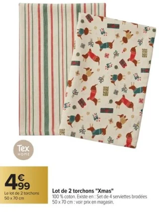 Lot de 2 torchons "Xmas" Tex Home