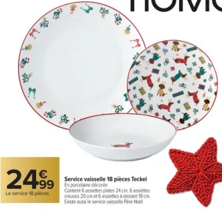 Service vaisselle 18 pièces Teckel Carrefour Home