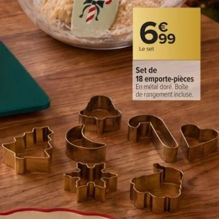 Set de 18 emporte-pièces en métal doré Carrefour HOME