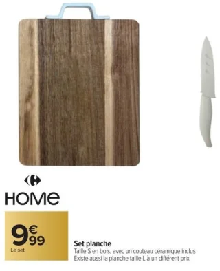 Set planche en bois avec couteau céramique Carrefour Home