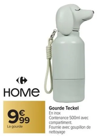Gourde Teckel en inox Carrefour Home