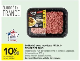 Le Haché extra moelleux 15% M.G. Tendre et Plus