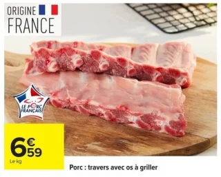 Porc : travers avec os à griller