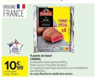 4 pavés de bœuf Charal