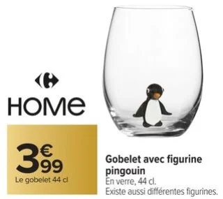 Gobelet avec figurine pingouin Carrefour HOME