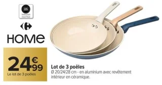 Lot de 3 poêles Carrefour Home